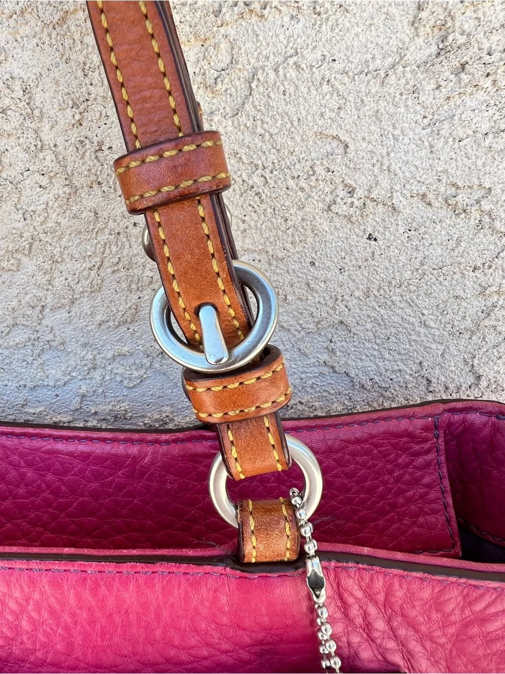 Vintage COACH Chelsea Dark Pink Leather Tote Bag 2005